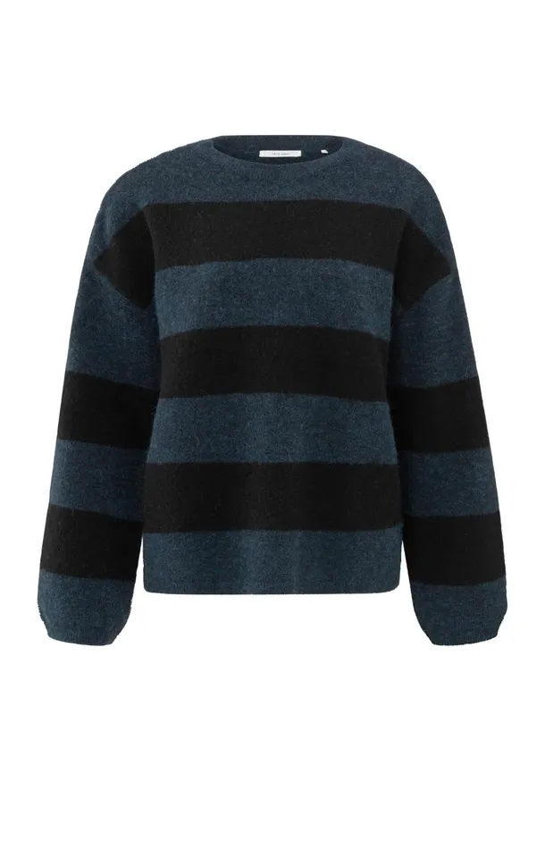 Oversized Sweater With Wide Stripes And Long Sleeves Outer Space Blue Dessin Women YAYA Sweaters Oversized Sweater With Wide Stripes And Long Sleeves Outer Space Blue Dessin Women YAYA Sweaters
