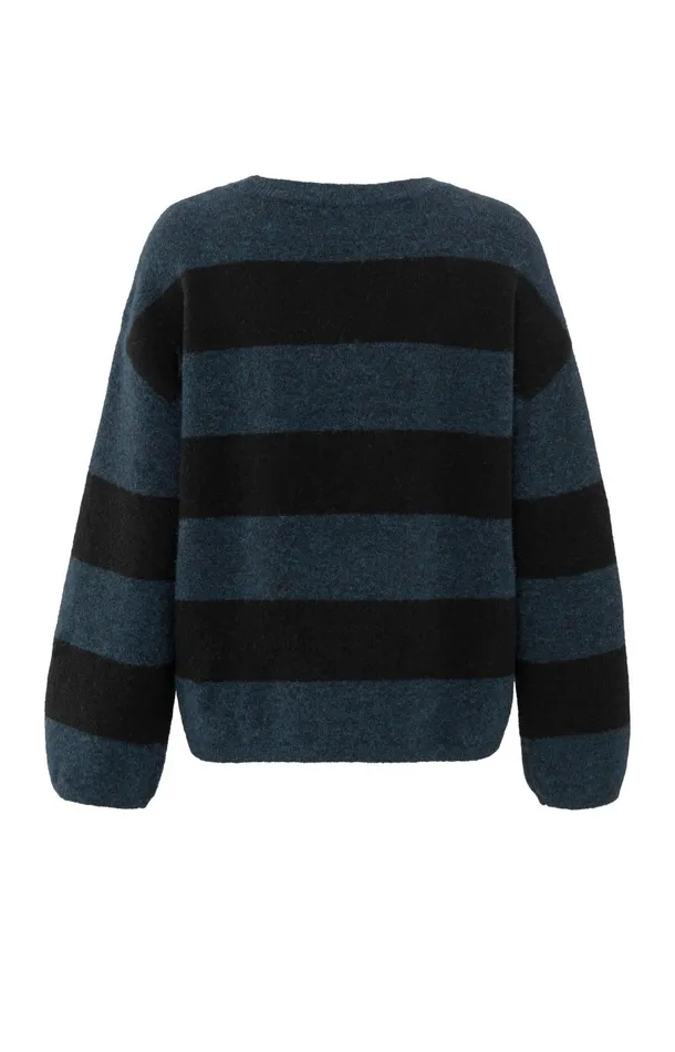 Oversized Sweater With Wide Stripes And Long Sleeves Outer Space Blue Dessin Women YAYA Sweaters Oversized Sweater With Wide Stripes And Long Sleeves Outer Space Blue Dessin Women YAYA Sweaters