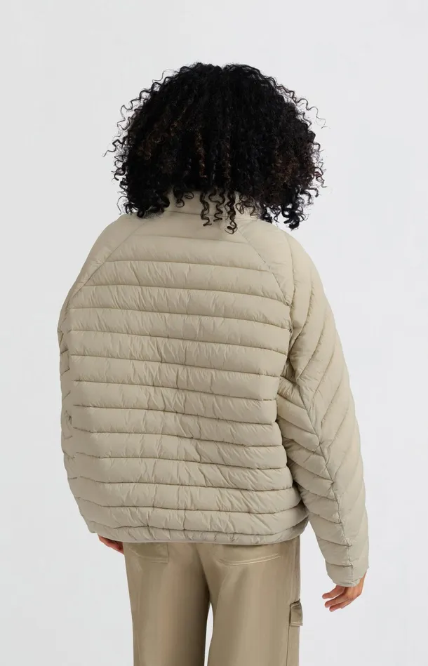 Padded Kimono Jacket With Button Details Feather Grey Women YAYA Coats Padded Kimono Jacket With Button Details Feather Grey Women YAYA Coats