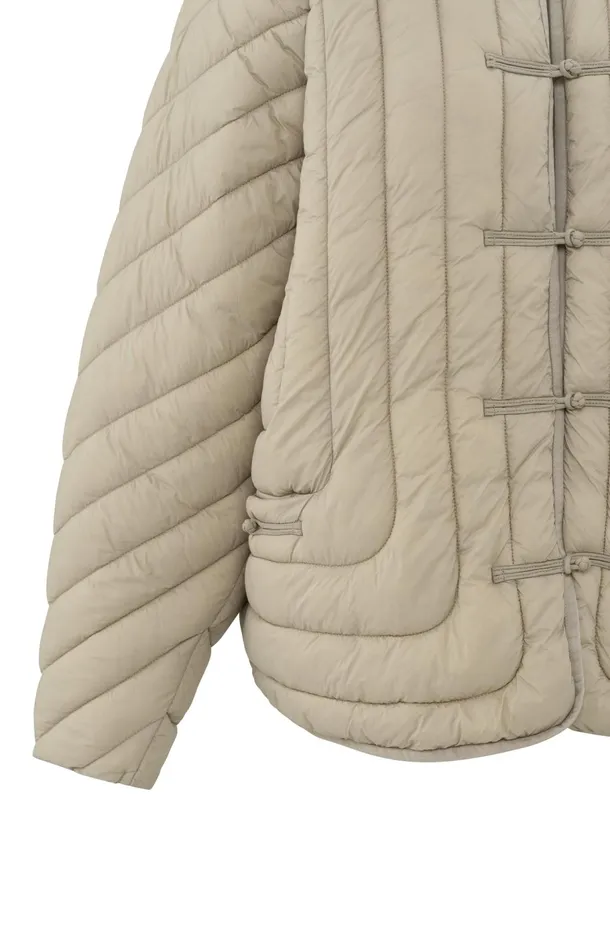 Padded Kimono Jacket With Button Details Feather Grey Women YAYA Coats Padded Kimono Jacket With Button Details Feather Grey Women YAYA Coats
