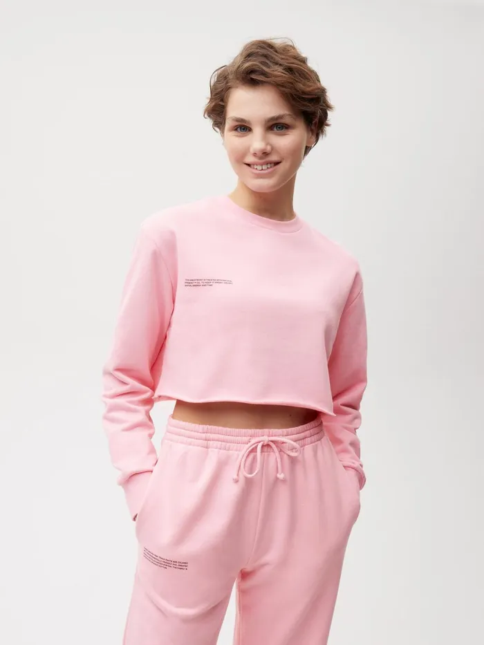 PANGAIA 365 Cropped Sweatshirt Sakura Pink Women Sweatshirts
