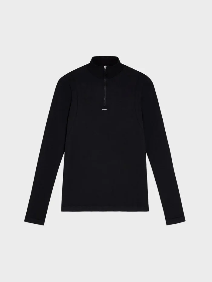 PANGAIA Activewear Long Sleeve Zipped Shirt 20 Black Women Activewear