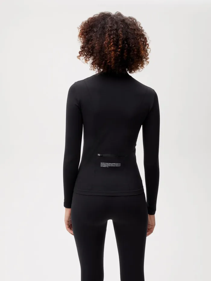 PANGAIA Activewear Long Sleeve Zipped Shirt 20 Black Women Activewear
