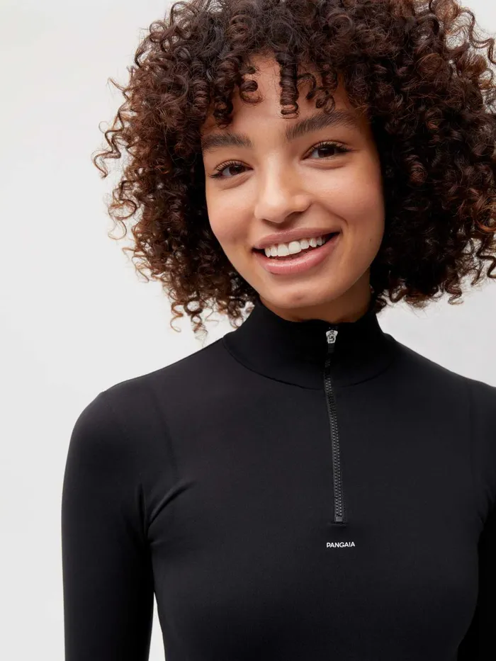 PANGAIA Activewear Long Sleeve Zipped Shirt 20 Black Women Activewear