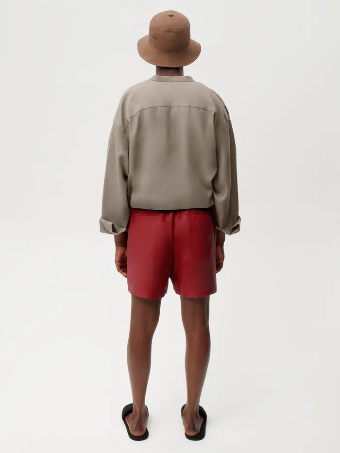 PANGAIA Aloe Linen Shorts Cranberry Red Men Shorts