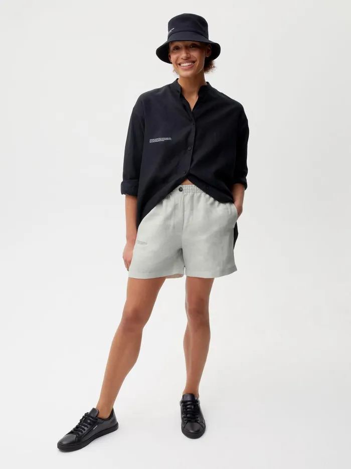 PANGAIA Aloe Linen Shorts Limestone Women Shorts