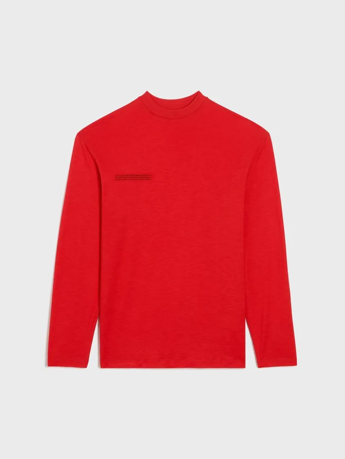 PANGAIA CFIBER Pure Long Sleeve Tshirt Apple Red Women Tshirts and Tops