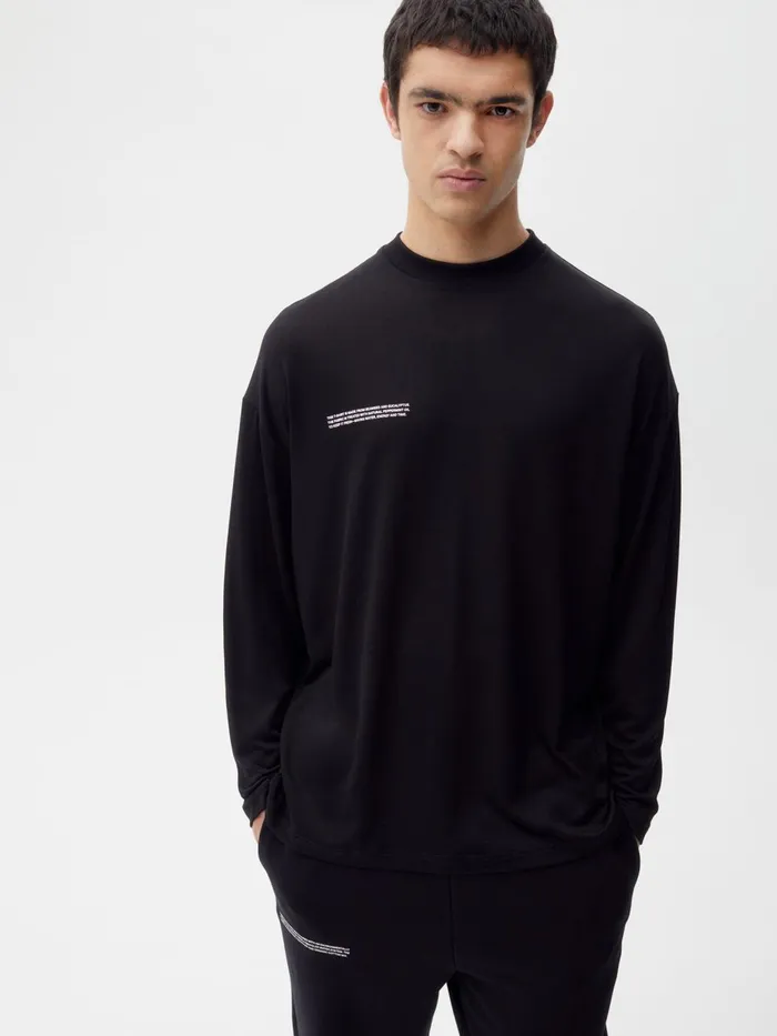 PANGAIA CFIBER Pure Long Sleeve Tshirt Black Men Tshirts and Tops
