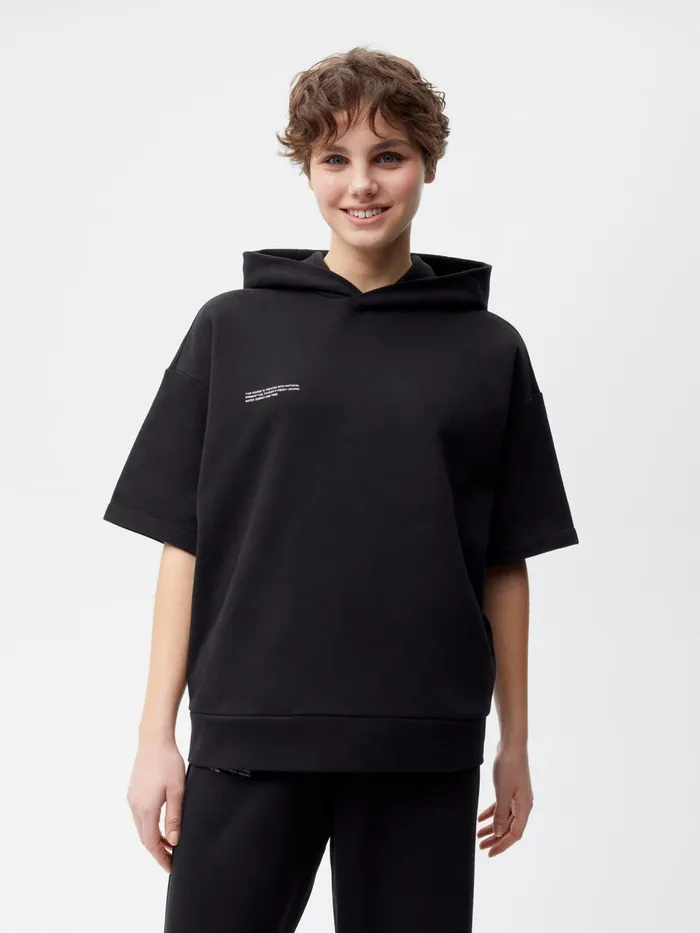 PANGAIA Crop Sleeve Hoodie Black Men Hoodies