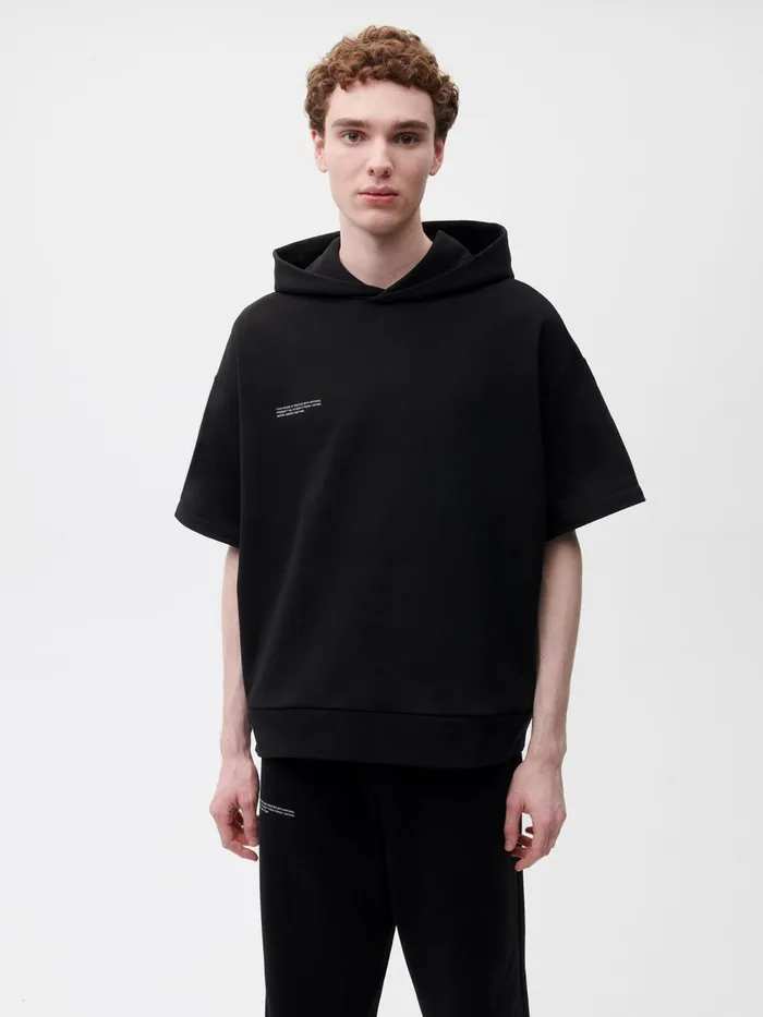 PANGAIA Crop Sleeve Hoodie Black Men Hoodies