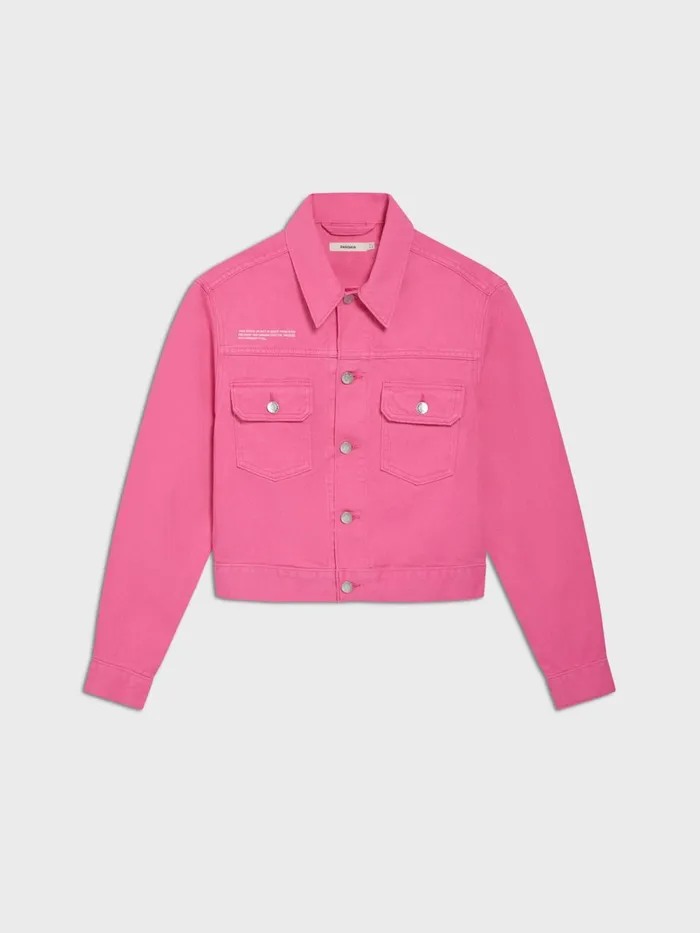 PANGAIA Cropped Hemp Denim Jacket Flamingo Pink Women Denim
