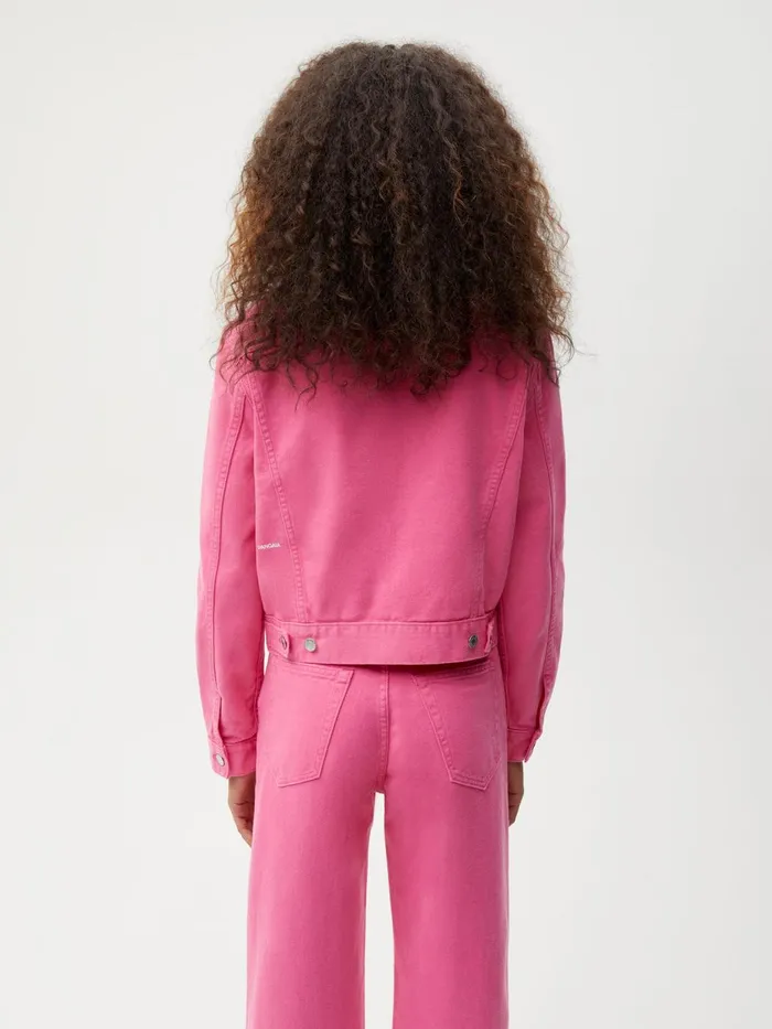 PANGAIA Cropped Hemp Denim Jacket Flamingo Pink Women Denim