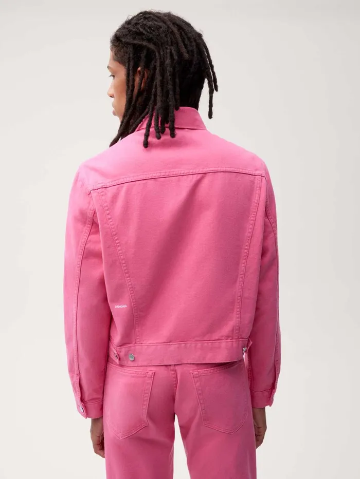 PANGAIA Cropped Hemp Denim Jacket Flamingo Pink Women Denim