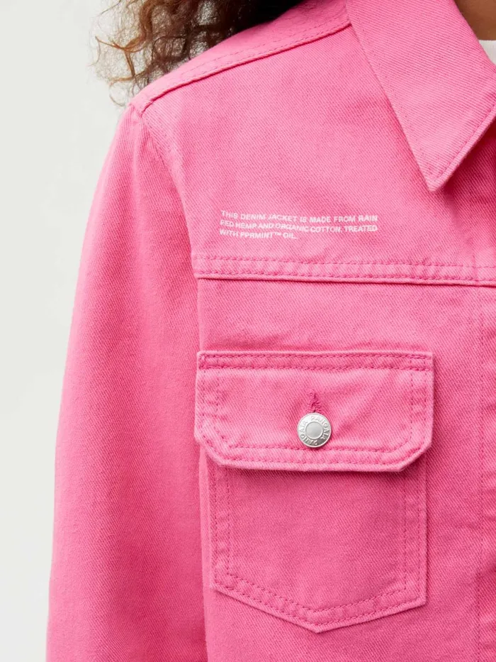 PANGAIA Cropped Hemp Denim Jacket Flamingo Pink Women Denim