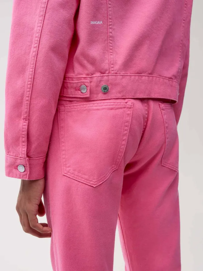 PANGAIA Cropped Hemp Denim Jacket Flamingo Pink Women Denim