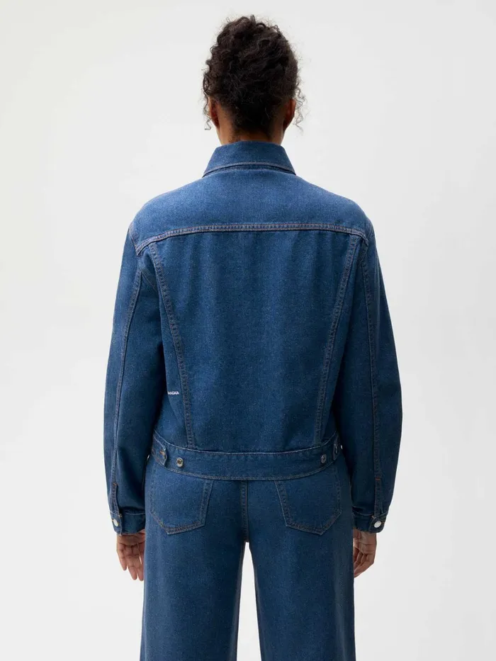 PANGAIA Cropped Hemp Denim Jacket Mid Wash Women Denim