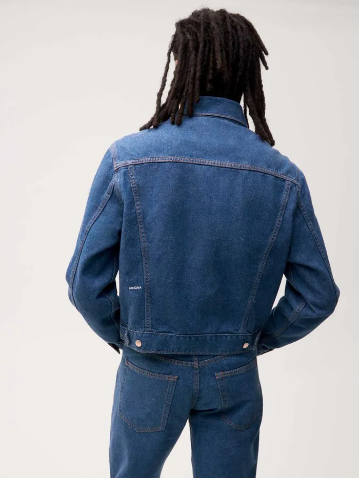 PANGAIA Cropped Hemp Denim Jacket Mid Wash Women Denim