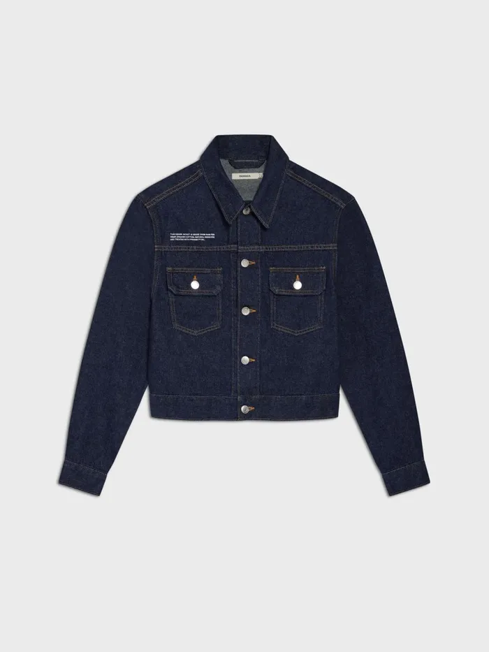 PANGAIA Cropped Hemp Denim Jacket Rinse Wash Men Jackets and Outerwear