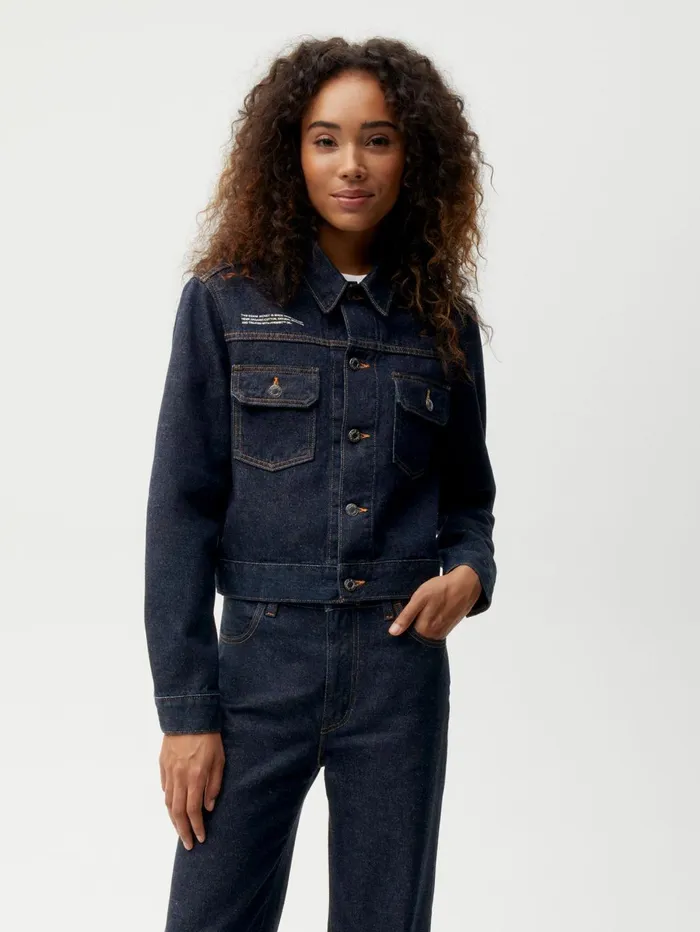 PANGAIA Cropped Hemp Denim Jacket Rinse Wash Men Jackets and Outerwear
