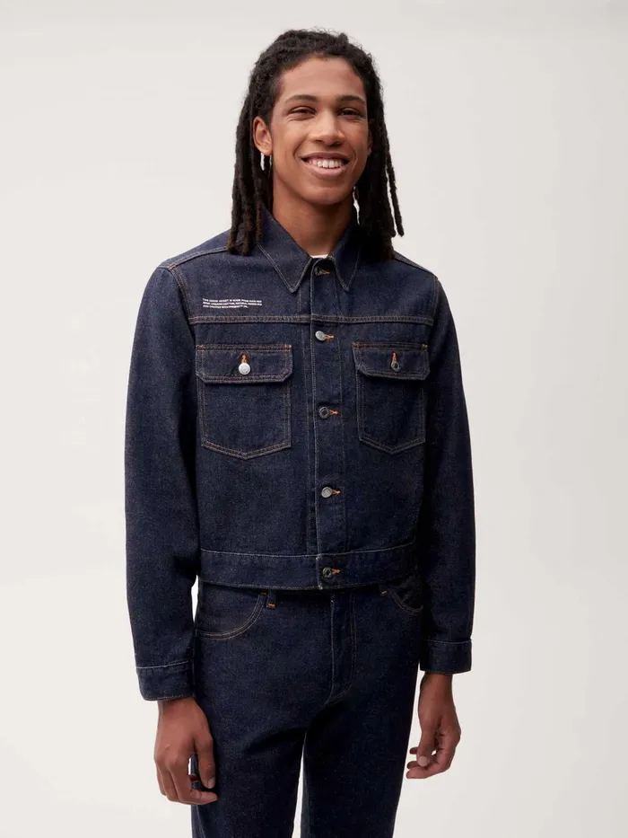 PANGAIA Cropped Hemp Denim Jacket Rinse Wash Men Jackets and Outerwear