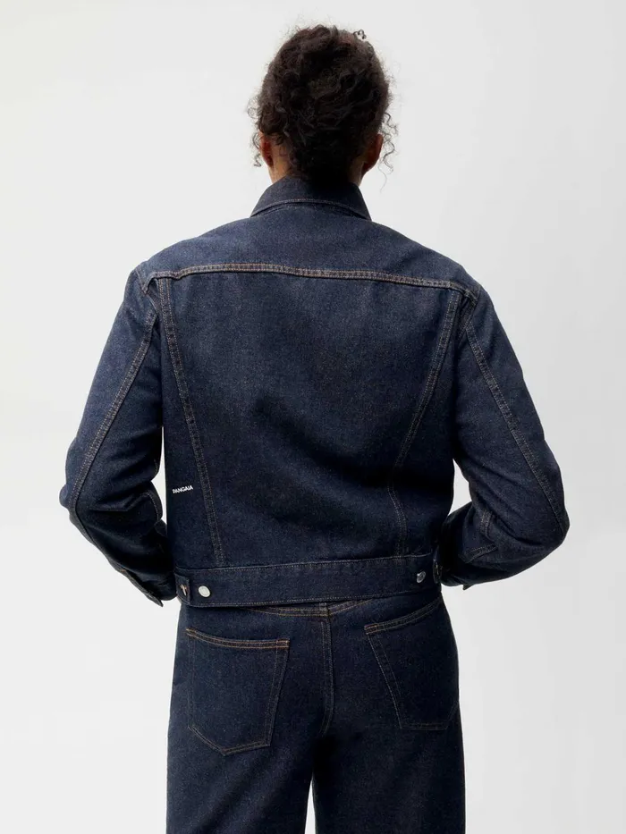 PANGAIA Cropped Hemp Denim Jacket Rinse Wash Men Jackets and Outerwear