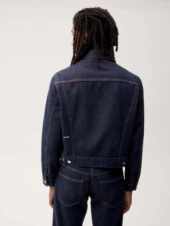 PANGAIA Cropped Hemp Denim Jacket Rinse Wash Men Jackets and Outerwear