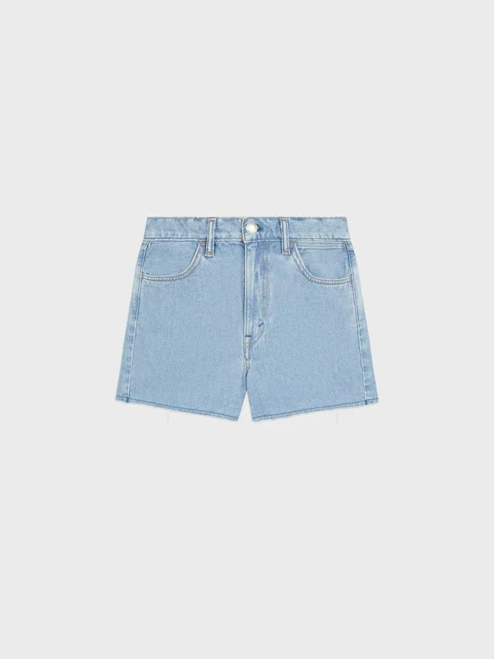 PANGAIA Denim High Rise Cropped Shorts Light Indigo Wash Women Denim
