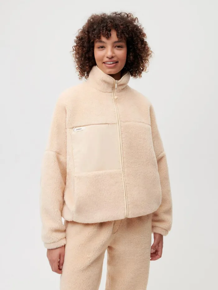 PANGAIA Fleece Zipped Jacket Sand Men Jackets and Outerwear