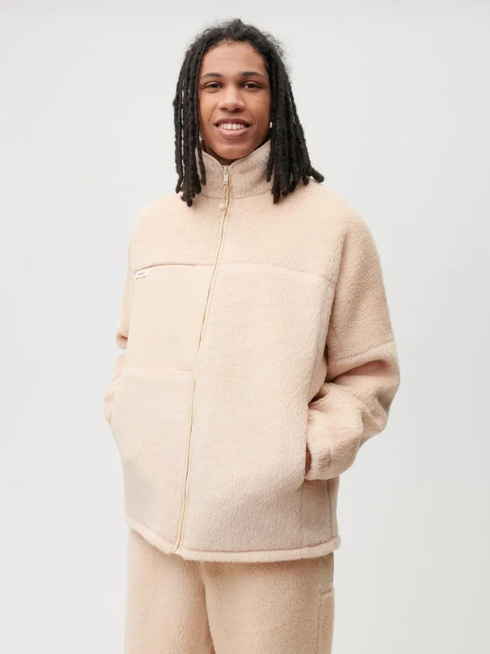 PANGAIA Fleece Zipped Jacket Sand Men Jackets and Outerwear