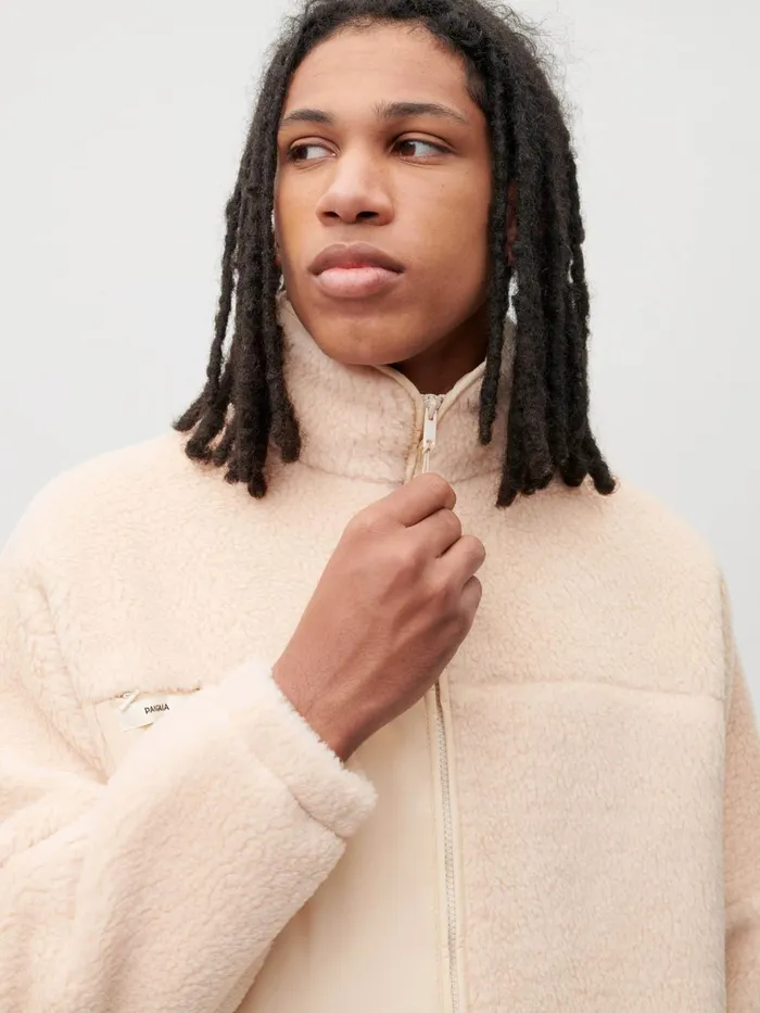 PANGAIA Fleece Zipped Jacket Sand Men Jackets and Outerwear