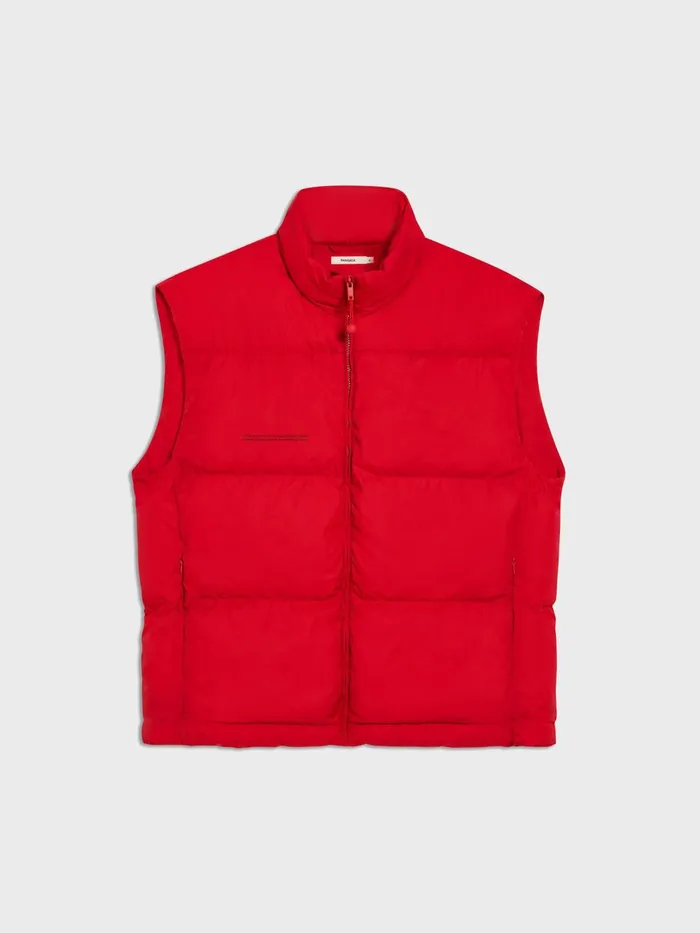 PANGAIA FLWRDWN Channeled Gilet Apple Red Men Jackets and Outerwear