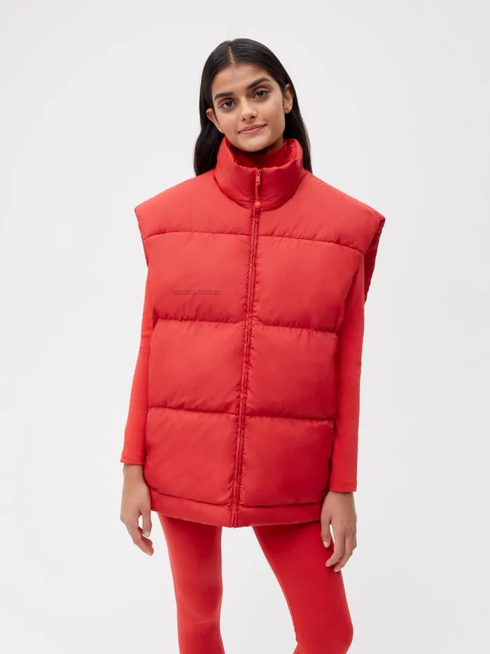 PANGAIA FLWRDWN Channeled Gilet Apple Red Women Jackets and Outerwear