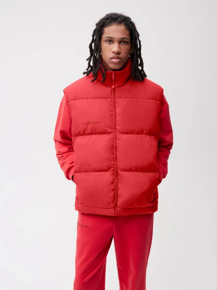 PANGAIA FLWRDWN Channeled Gilet Apple Red Women Jackets and Outerwear