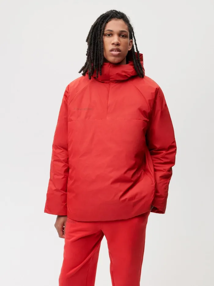 PANGAIA FLWRDWN Lite Half Zip Jacket Apple Red Women Jackets and Outerwear