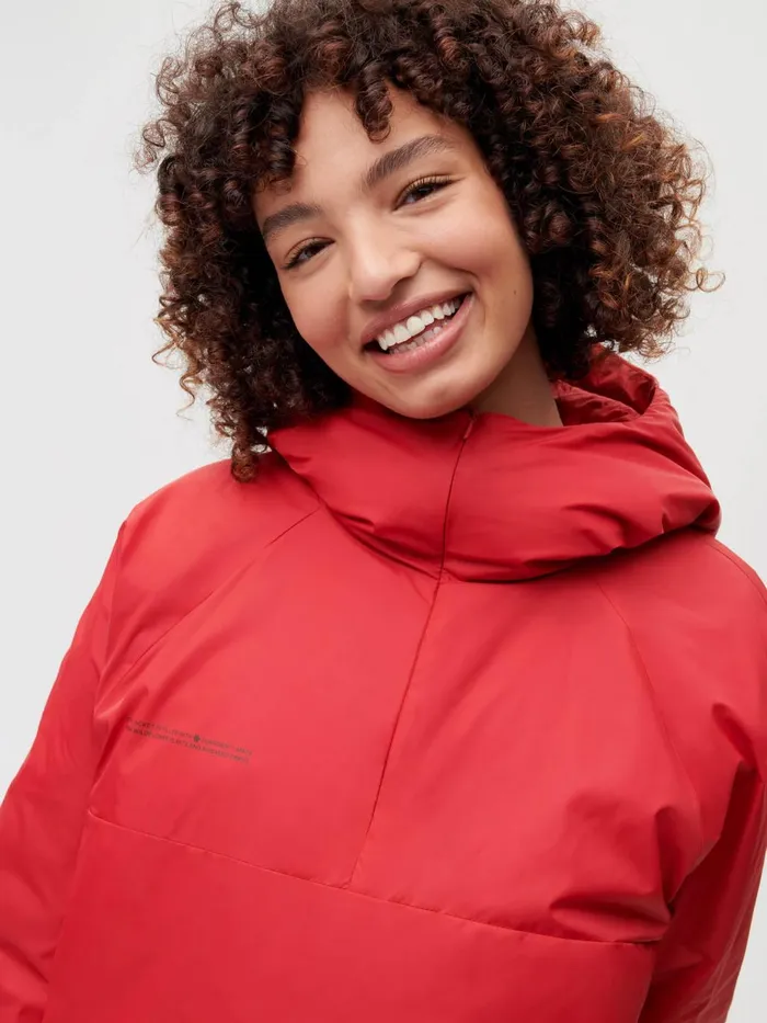 PANGAIA FLWRDWN Lite Half Zip Jacket Apple Red Women Jackets and Outerwear