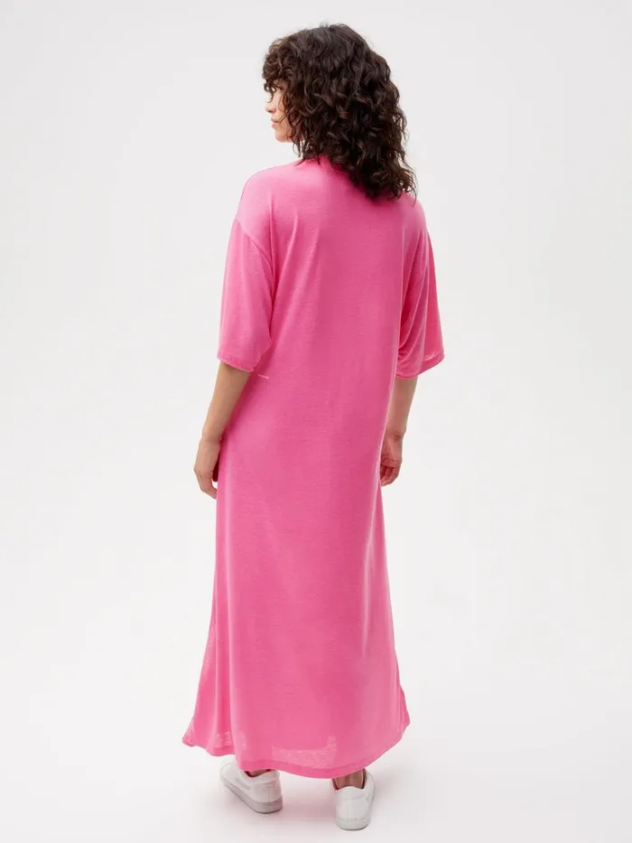 PANGAIA FRUTFIBER Maxi TShirt Dress Flamingo Pink Women Dresses and Jumpsuits