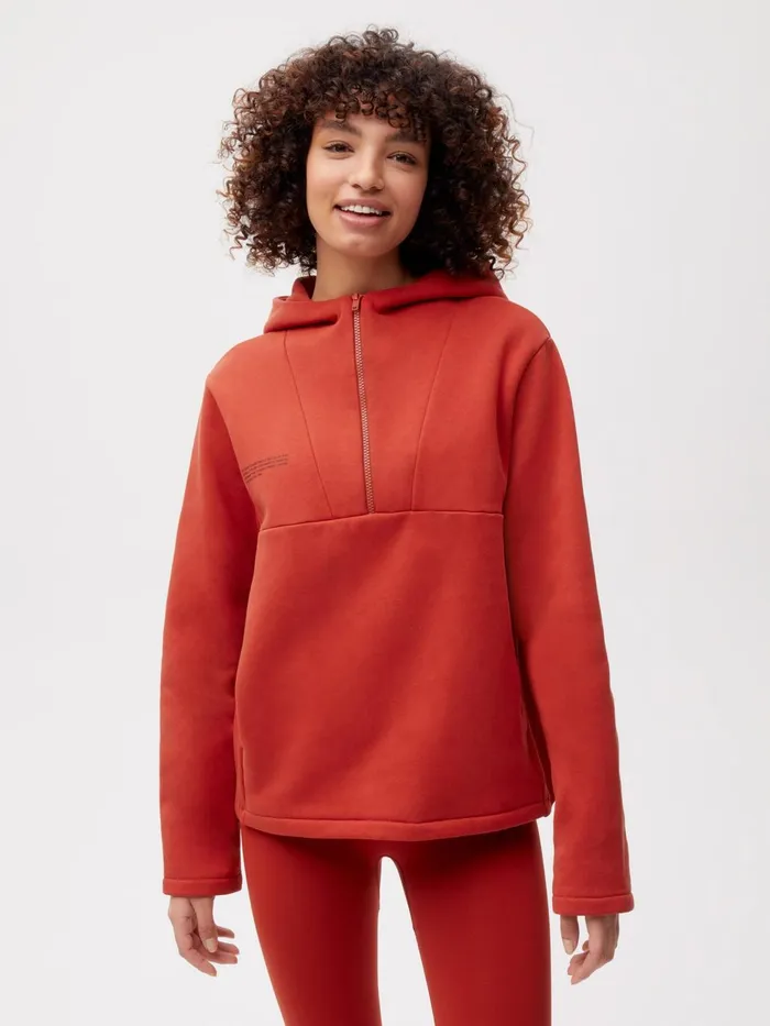 PANGAIA Half Zipped Hoodie Jasper Red Men Hoodies