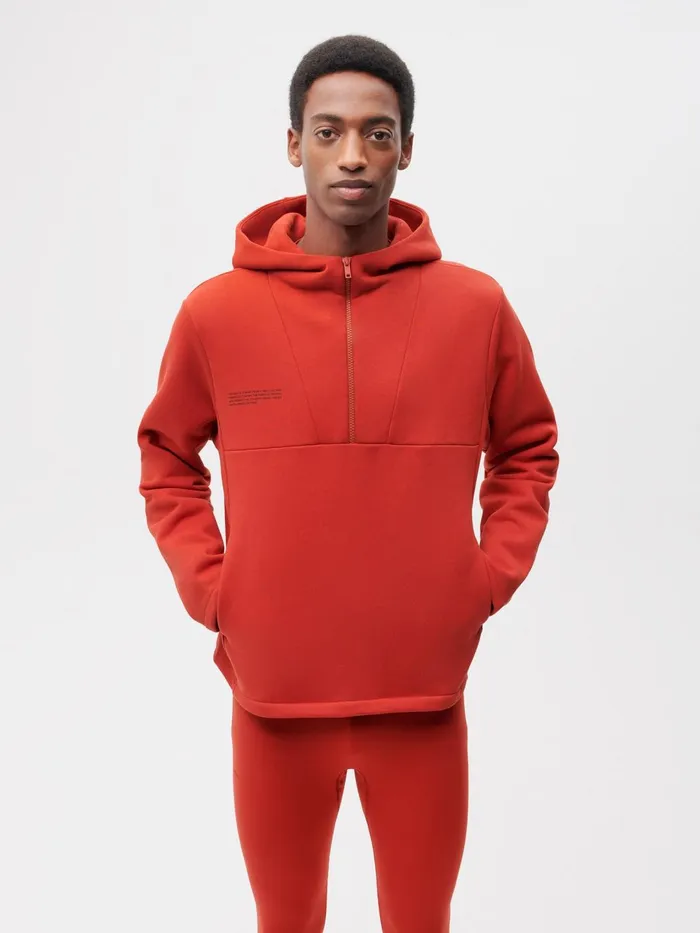 PANGAIA Half Zipped Hoodie Jasper Red Men Hoodies