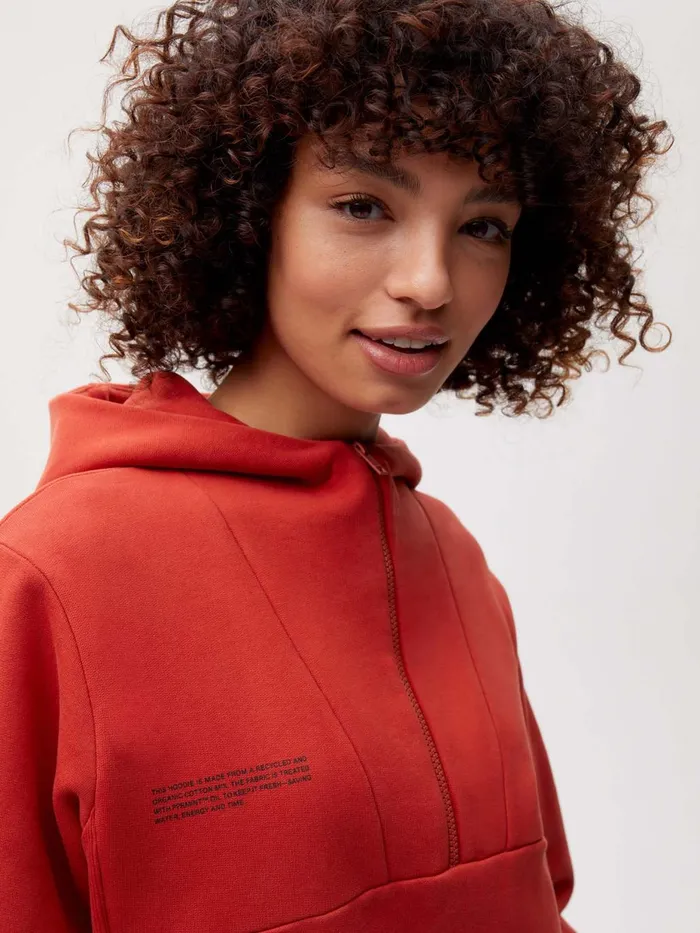 PANGAIA Half Zipped Hoodie Jasper Red Men Hoodies