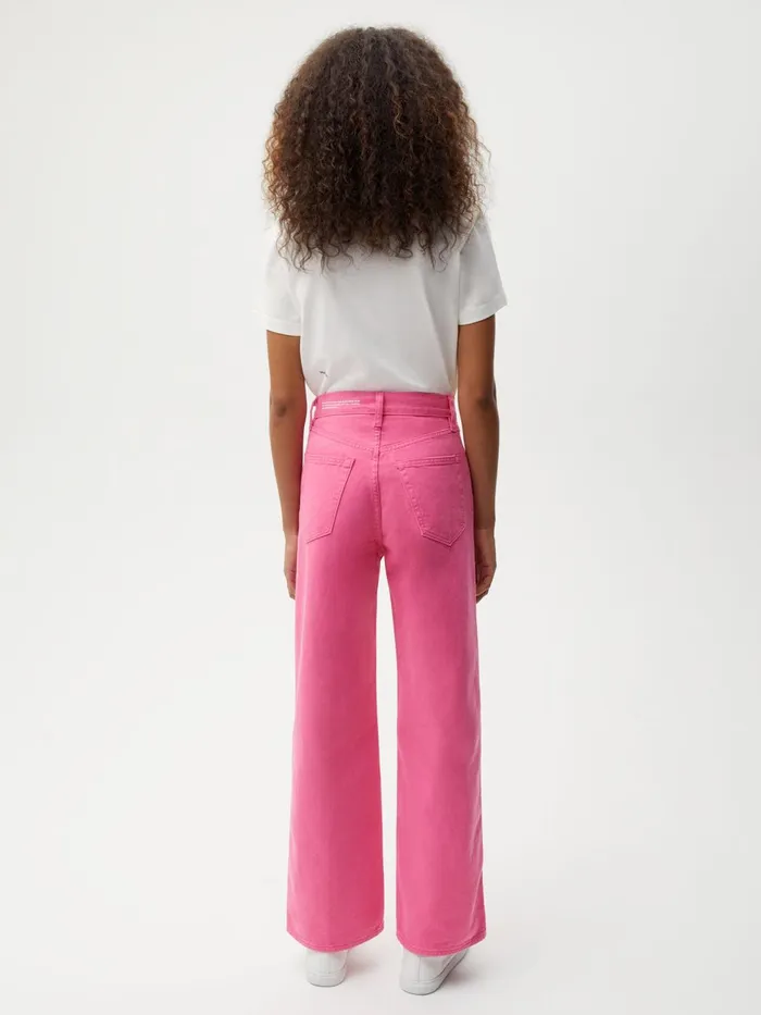 PANGAIA Hemp Denim HighRise Wide Leg Jeans Flamingo Pink Women Denim