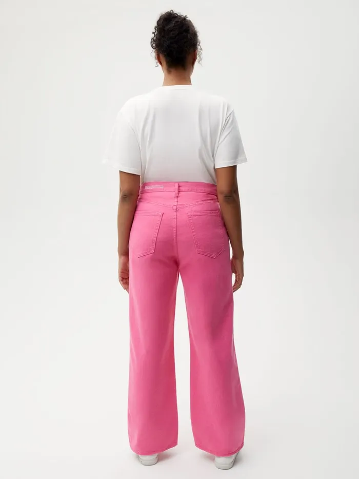 PANGAIA Hemp Denim HighRise Wide Leg Jeans Flamingo Pink Women Denim