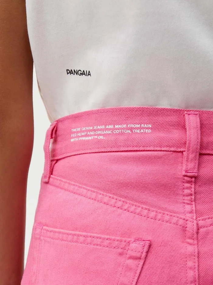 PANGAIA Hemp Denim HighRise Wide Leg Jeans Flamingo Pink Women Denim