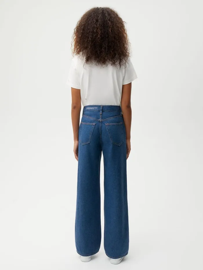 PANGAIA Hemp Denim HighRise Wide Leg Jeans Mid Wash Women Denim