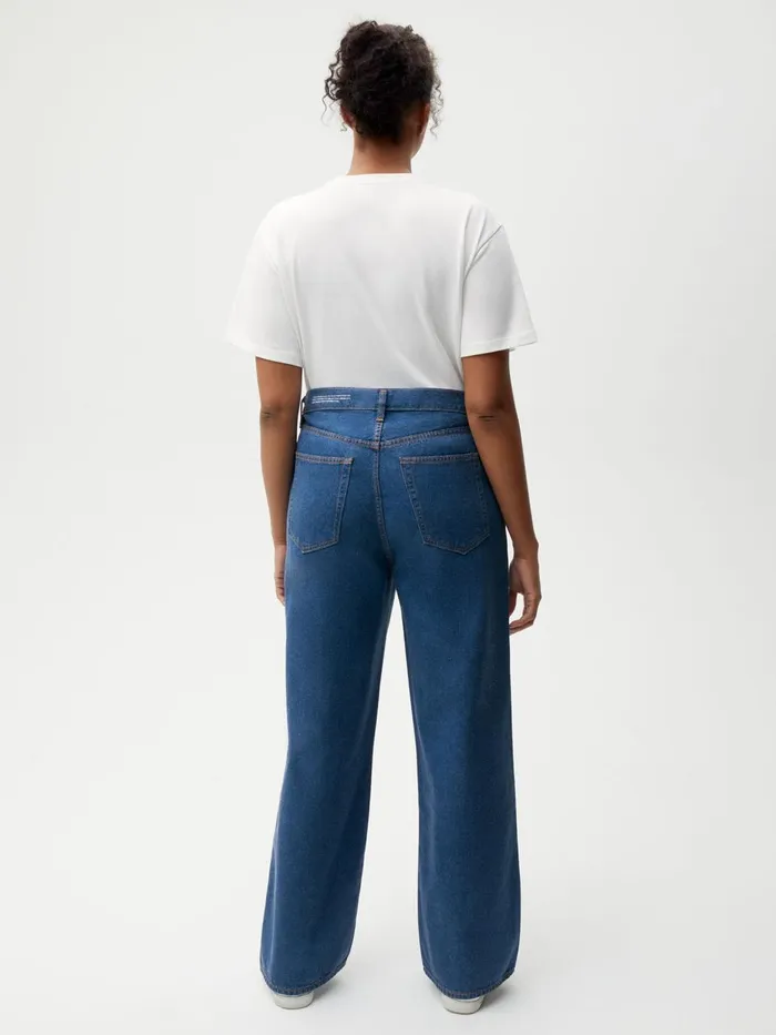PANGAIA Hemp Denim HighRise Wide Leg Jeans Mid Wash Women Denim