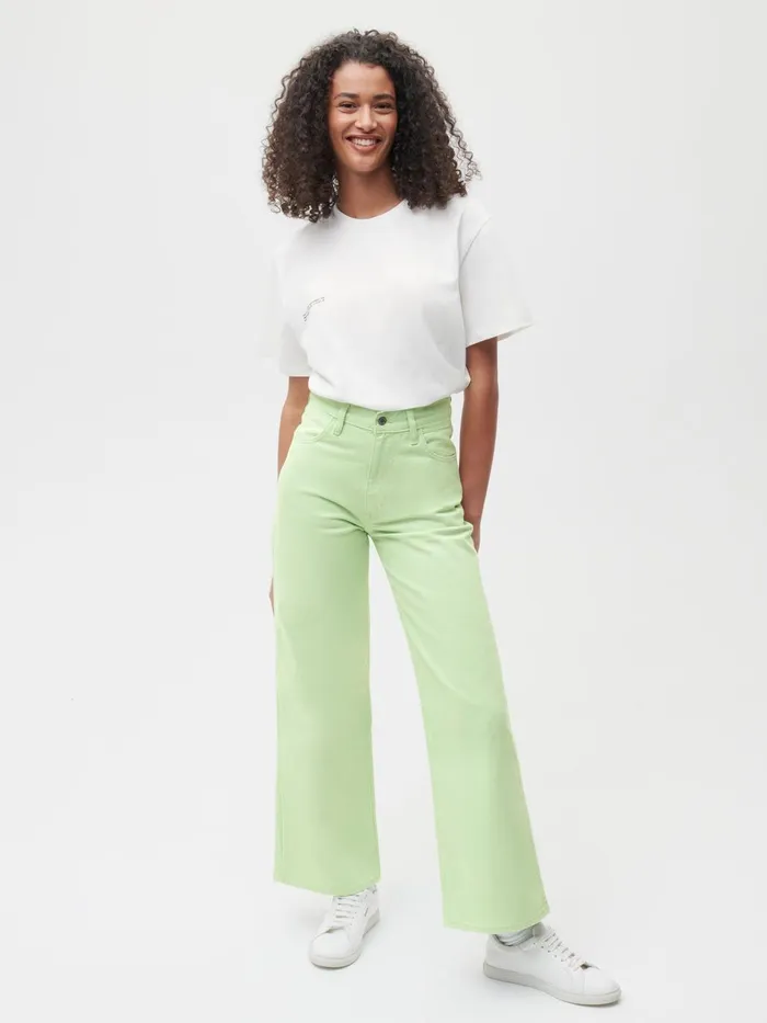 PANGAIA Hemp Denim HighRise Wide Leg Jeans Pistachio Women Denim