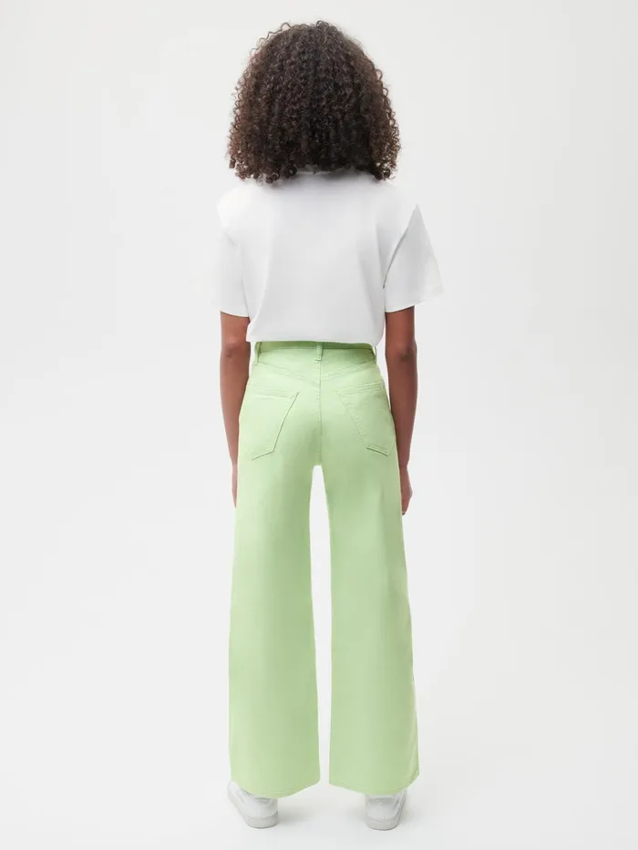 PANGAIA Hemp Denim HighRise Wide Leg Jeans Pistachio Women Denim