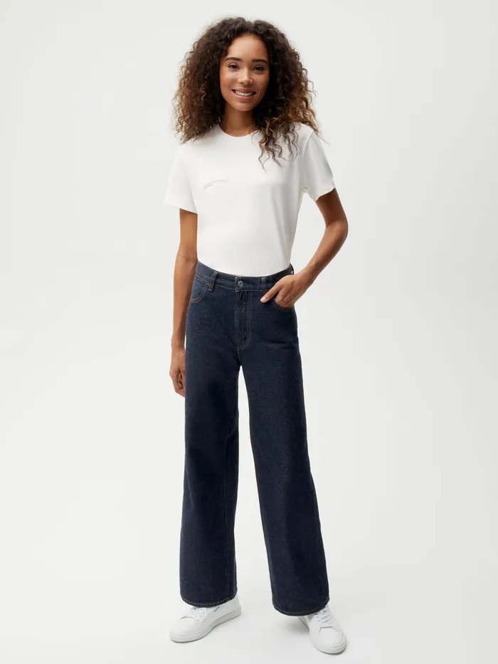 PANGAIA Hemp Denim HighRise Wide Leg Jeans Rinse Wash Women Denim