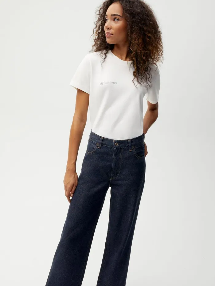 PANGAIA Hemp Denim HighRise Wide Leg Jeans Rinse Wash Women Denim