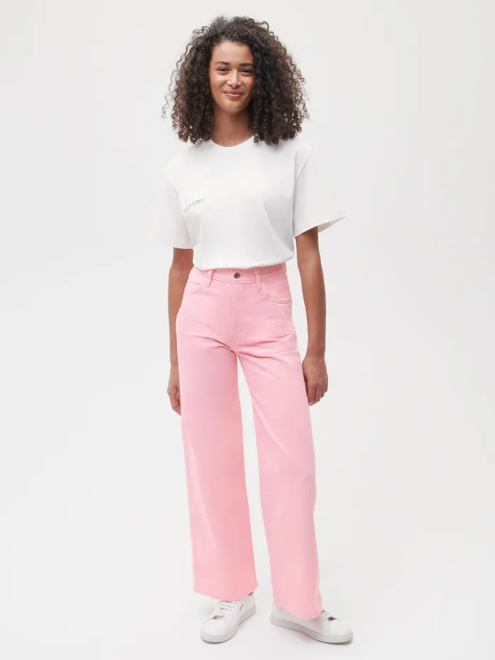 PANGAIA Hemp Denim HighRise Wide Leg Jeans Sakura Pink Women Denim
