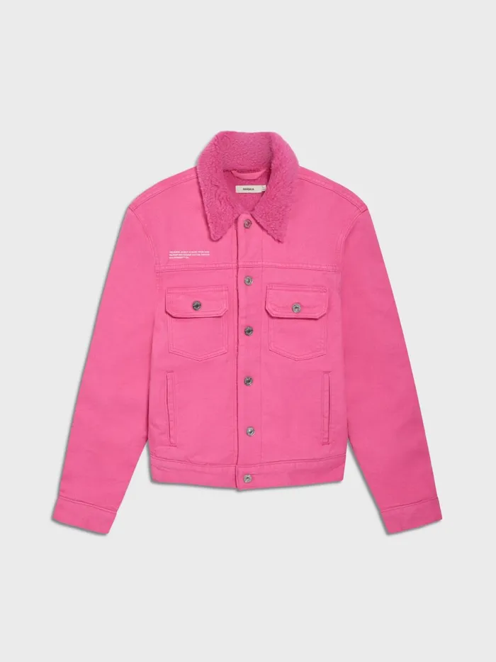 PANGAIA Hemp Denim Sherpa Jacket Flamingo Pink Men Jackets and Outerwear